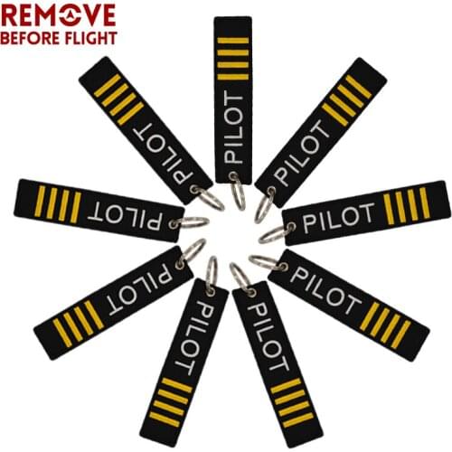 10 PCS Remove Before Flight Pilot Key Ring Black Embroidery OEM Luggage Key Tag Keychain for Aviation Gifts Jewelry Wholesale