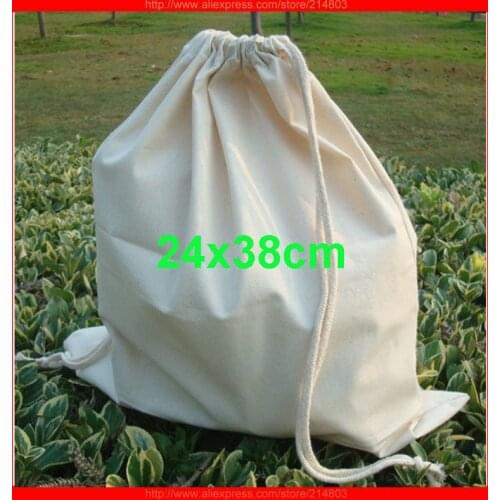 100pcs/lot) size W24xH38cm(9.6x15.2") custom cotton drawstring shoe bag