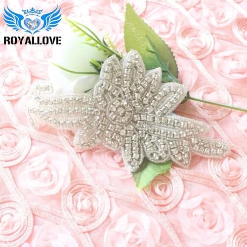 30pcs/lot Wholesale handmade high quality dazzling beaded Trim DIY Crystal Clear Rhinestones Applique For Wedding Decoration