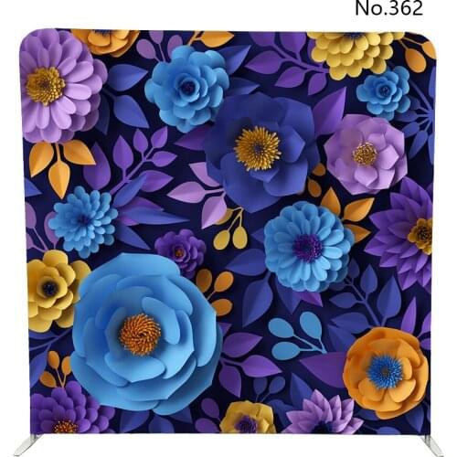 No.362 yellow blue paper floral wall decoration pillowcase backdrop for wedding photobooth