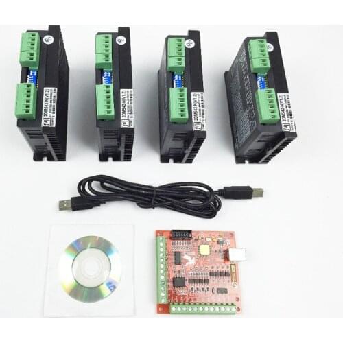 CNC mach3 usb 4 Axis Kit, 2DM542 4 Axis Driver replace M542,2M542 + mach3 4 Axis USB CNC Stepper Motor Controller card 100KHz
