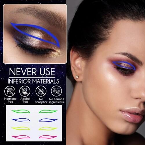 4 Styles Colored Beauty Eyeliner Stickers Stage Party Sexy Cat Eyes Make Up Waterproof reusable Eye Liner Tattoo Makeup