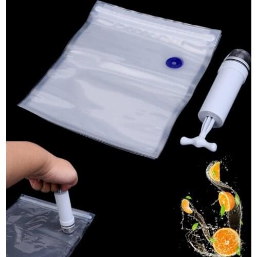 5Pcs Packaging Bag+Food Vacuum Sealer Storage Saver Hand Pump Kitchen Machine