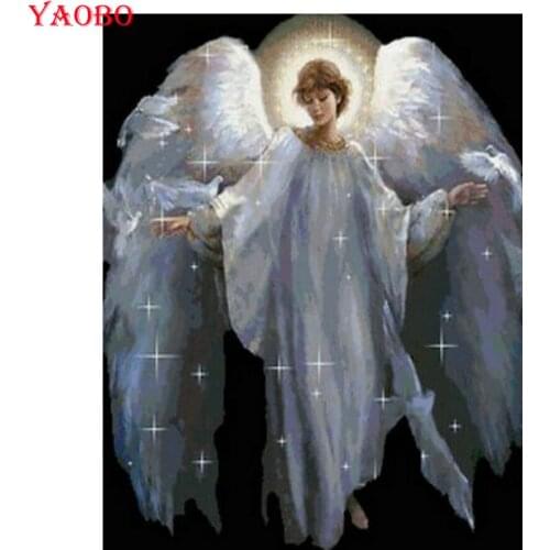 Full Square Drill Diy 5D Diamond Painting Angel 3D Diamond Embroidered Mosaic Religion Virgin Cross Stitch Crystal Sticker Decor