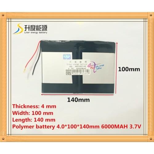 Free Shipping Tablet pc 40100140 3.7V 6000mAH (polymer lithium ion battery) Li-ion battery for tablet pc