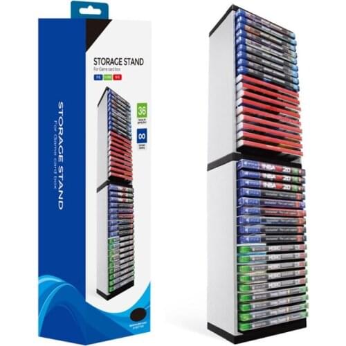C1FB Host Disc Double-layer Storage Box Holder Game Disk Tower Vertical Stand Can Store 36 Game Discs For PS4 PS5 Switch XboxOne