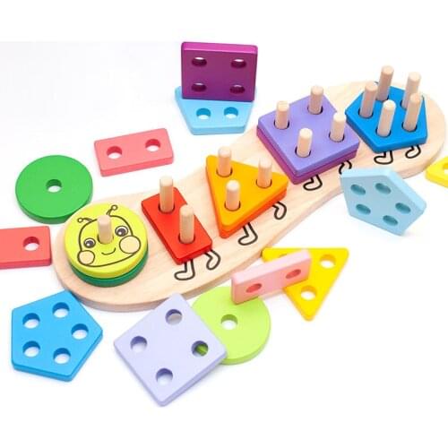 Montessori Educational Wooden Toys Geometric Shape Cognition Match Puzzle Board Baby Early Education Preschool Toy