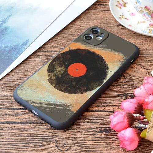 For iPhone Vinyl Record Retro T-Shirt Vinyl Records Modern Grunge Design Print Soft Matt Apple iPhone Case