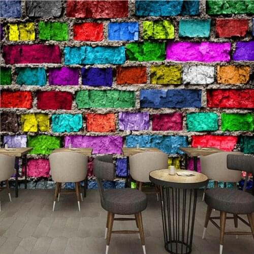 Custom mural Retro Nostalgic Color Brick Wall Bar KTV Mural Background wallpaper restaurant custom mural