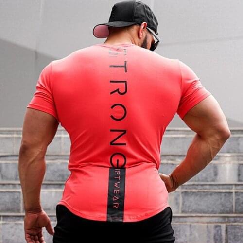 Summer New muscle Men Fitness workout T shirt Gyms Bodybuilding Slim Shirts Fashion Leisure Short Sleeved Cotton brand Tees Tops