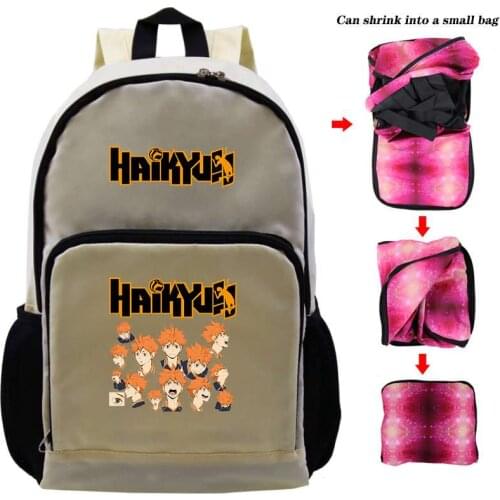 Haikyuu Backpack Women PU Leather Shoulder Bag For Teenage Girls Kids Multi-Function bags Bagpack Female Ladies School Backpack