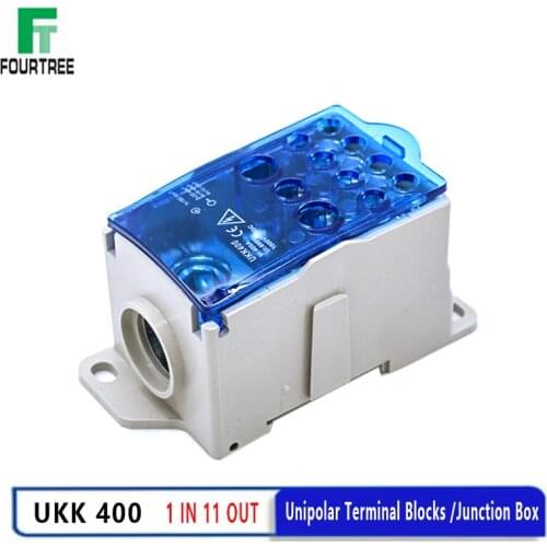 UKK 400 1 In 11 Out Terminal Blocks Power Distribution Junction Box Universal Electric Wire Connector Din Rail High Quality