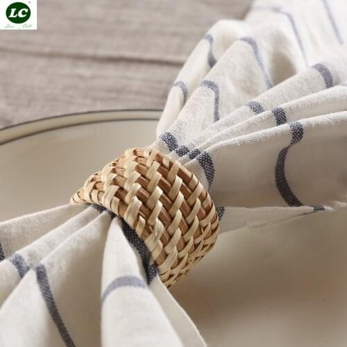 Napkin Ring Simple Creative Rattan Napkin Ring Decorative Mouth Cloth Ring Square Towel Napkin button Food Special Buckle
