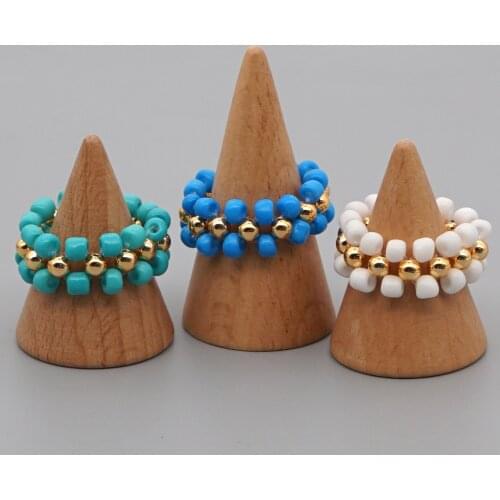 Go2Boho Finger Rings For Women Fashion Beads Jewelry Femme Jewellery 2020 Bohemian Elastic Bague Handmade Bead Ring