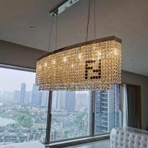 Round living room chandelier crystals light for bedroom hanging lamp rectangle kitchen island indoor lighting
