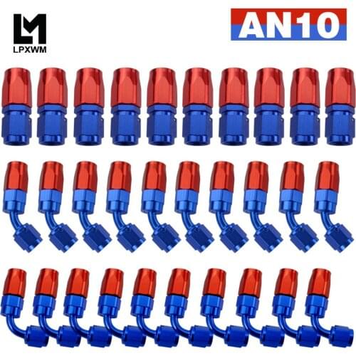 LPXWM 10 Pieces AN10 Oil Fuel Swivel Hose Anoized Aluminum Straight Elbow 45 180 Degree Hose End Oil Fuel Reusable Fitting