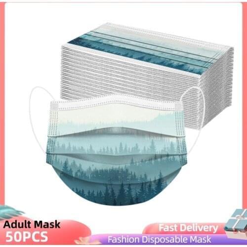 50pcs Unisex Adults Painting Print 3 -layer Disposable Mask Masque Jetable Mascarillas Adulto Face Maske Halloween Mask Cosplay