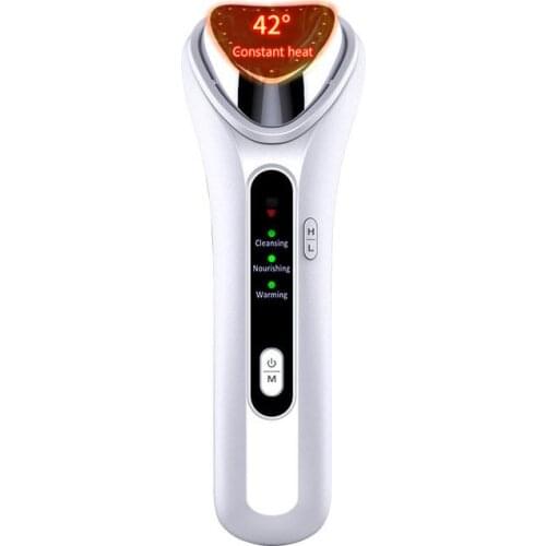 Ultrasonic Face Lifting Warm Hot Therapy Massager Sonic Ion Vibration Clean Moisturize Wrinkle Removal Skin Tightening Device