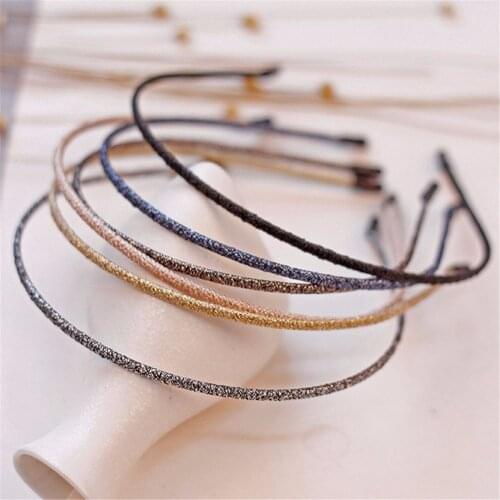 Fashion Women Thin Glitter Hairbands Personality Handmade Shiny Metal Colors Headbands Chic Hair Holder Simple Glitter Headwear