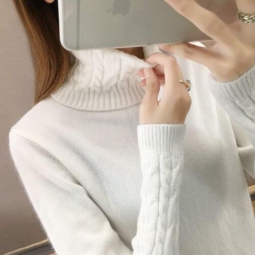 2021 fashionWomen Sweater Turtleneck Pullovers Autumn Winter Sweaters New long sleeve Thick Warm Female Sweater Khaki 2021 fash