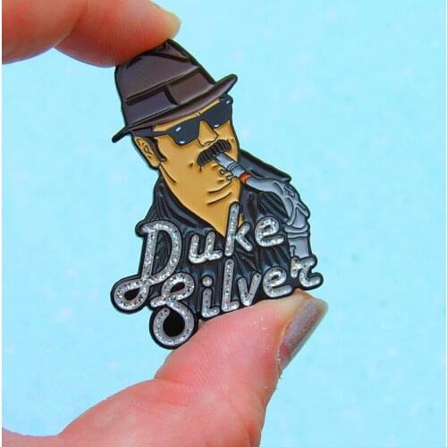 Cartoon Ron Swanson Duke Jazz Brooch Pins Enamel Metal Badges Lapel Pin Brooches Jackets Jeans Fashion Jewelry Accessories