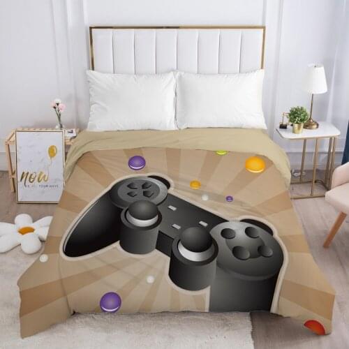 Cartoon Gamepad Childrens Duvet cover Quilt/Blanket/Comfortable Case Bedding for kids baby girls Single for Home brown