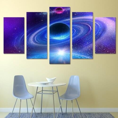 Wall art canvas painting universe space planet starry sky 5 piece HD Printed wall art picture for living room decoration ny-6135