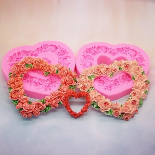 2021 New 3D Handmade Soap Molds Silicone Cake Fandont Mold Heart Shape Flower Rose Candle Clay Moulds Kicchen Cake Baking Tools
