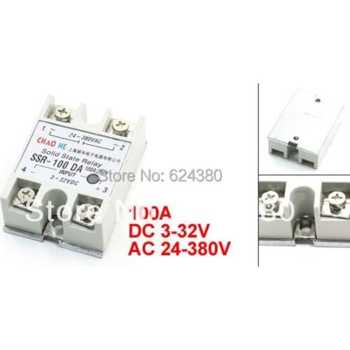 DC to AC Temperature Contoller Single Phase Solid State Relay SSR-100DA 100A 3-32V DC 24-380V AC