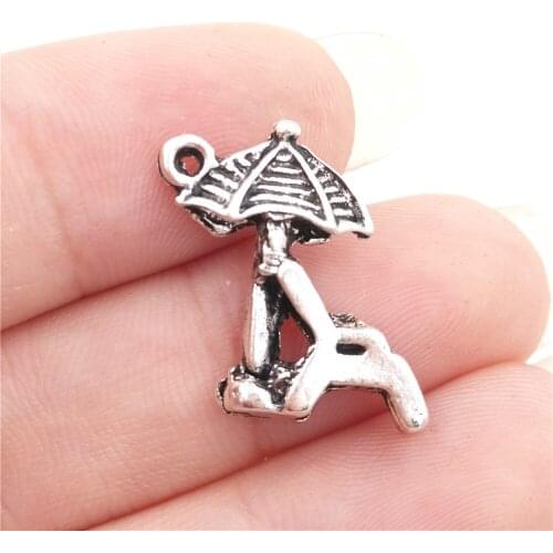 BULK 30pcs Lots Nickle Free Alloy Summer Beach Chair Charms Antique Silver Plated Metal DIY Craft Pendants 12*8mm 1.3g