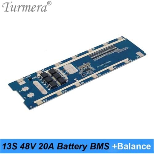 Turmera 13S 20A 48V 52V 18650 Lithium Battery BMS Protected Board with Balance for 13S6P Electric Bike and E-scooter Battery Use