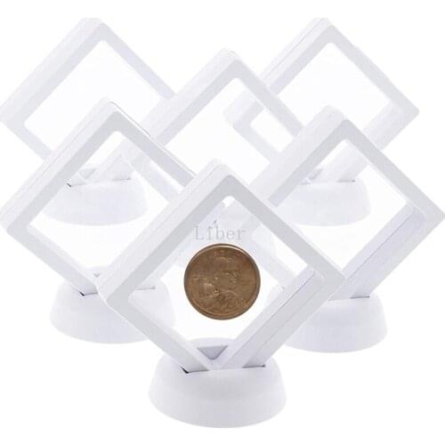 10Pcs 3D Floating Coin Display Stand Case Storage Box for Jewelry Earring Gems Ring Collection Challenge Medal Holder0521