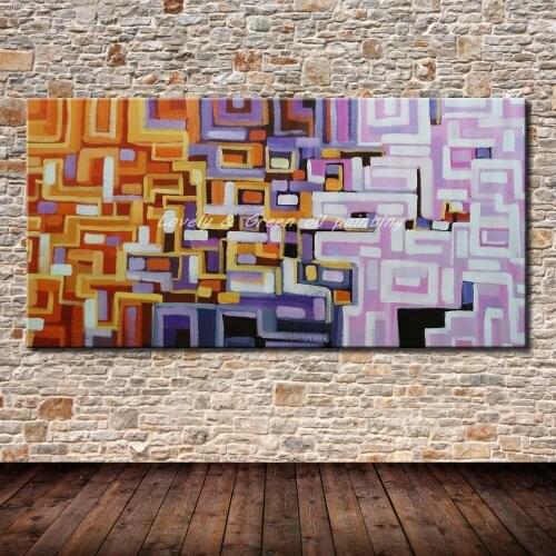 Hand Painted Decorative Posters Wall Art Canvas Oil Painting Modern Abstract Color Bar Paintings Wall Pictures For Living Room
