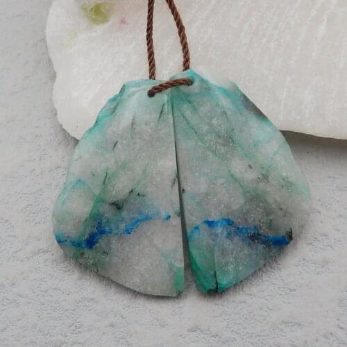 Natural Stones Chrysocolla Nugget Drilled Earring Beads Pair For Fashion women Earring making 43x14x3mm42x14x3mm6.9g