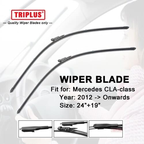 Wiper Blade for Mercedes Benz CLA Class W117 (2012-2015) 1set 24"+19",Flat Aero Beam Windscreen Wiper Frameless Soft Blades