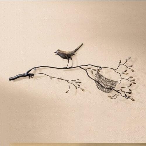 Nordic simple iron bird branch wall adornment modern simple home decoration accessories retro light luxury porch pendant