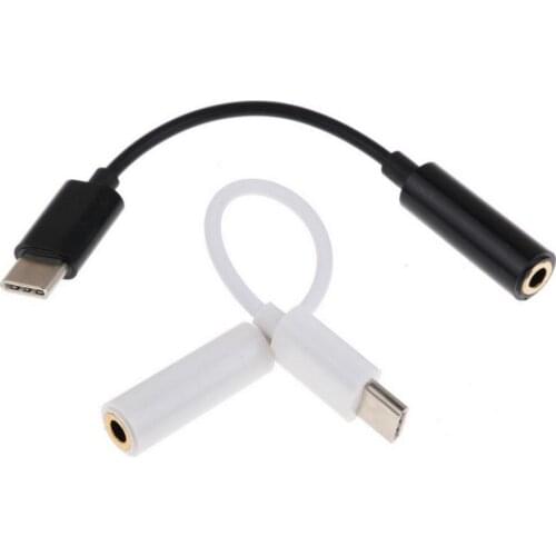 Type C 3.5 Jack Earphone USB-C To 3.5mm AUX Headphones Adapter for Xiaomi Mi 6 8 9 SE Huawei Mate 20 P30 Pro Audio Cable 12cm