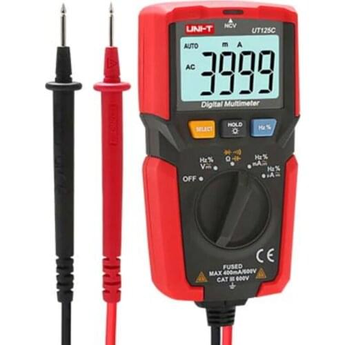 UNI-T UT125C Mini Pocket Digital Multimeter Temperature Tester Resistor Capacitor Frequency Diode NCV Test Low Voltage Display