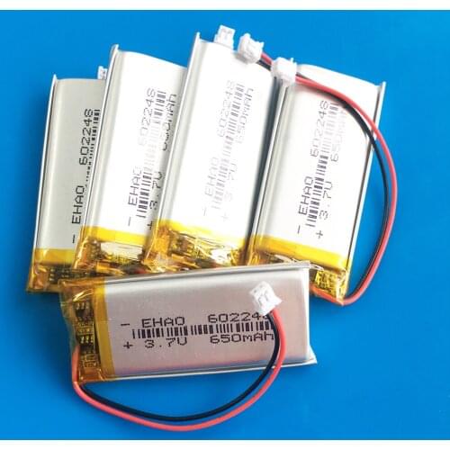 Lot 5 pcs 3.7V 560mAh lipo polymer lithium rechargeable battery JST ZH 1.5mm 2pin plug 602248 for MP3 GPS PSP recorder headset