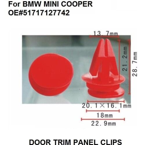 X10 pieces of clip rocker panel door trim panel clips For BMW Mini Cooper: 51717127742