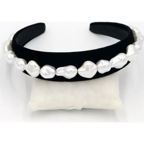 Personality Irregular Pearl Baroque Headband Fashion Women Daily Party Headwear Turban Crown Headdress