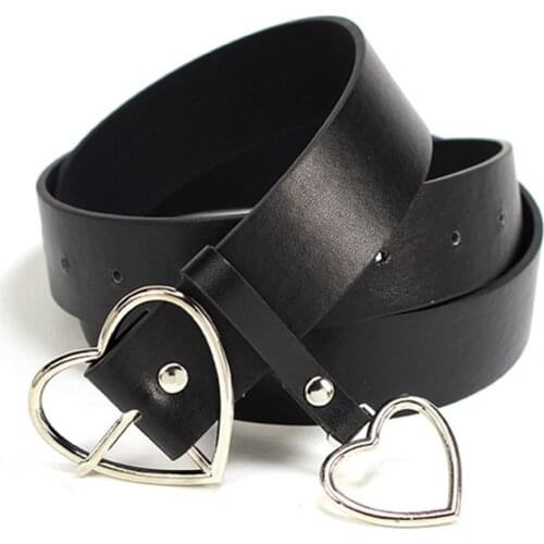 Women PU Leather Casual Belt Waistband Metal Heart Pin Buckle Jeans Belts Party Dress Decor Female Pants Strap Accessaries M620