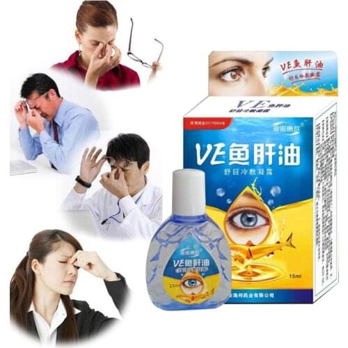 15ml Cod liver oil Eye Drops Relieves Dry Eyes Anti-Itchy Health Fatigue Liquid Products Health Eyes Care Removal K0I2
