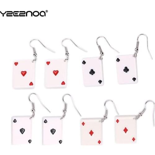 1Pair Funny Poker Card Drop Dangle Earrings Fashion Women Spoof Earrings Statement Jewelry Gift