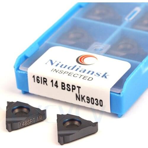 10Pcs 16ER/16IR 11BSPT 14 19 BSPT NK9030 CNC Lathe Thread Turning Tool Carbide Insert Cut Machining Long-lasting Wear Resistance