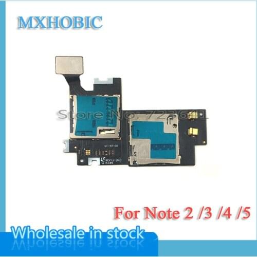 10pcs/lot SD SIM Card Tray Holder Reader Memory Card Connector Flex Cable Ribbon for Samsung Note 2 3 4 5 N7100 N900 N910f N920f