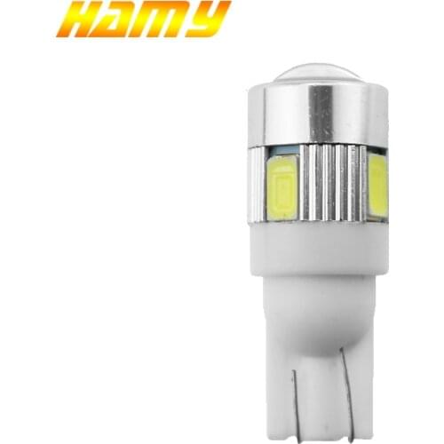 1x T10 W5W LED lamp for car 12V Interior Light 5W5 LED Turn Signal License Plate Wedge Side Bulbs 194 168 5630 6SMD White Yellow