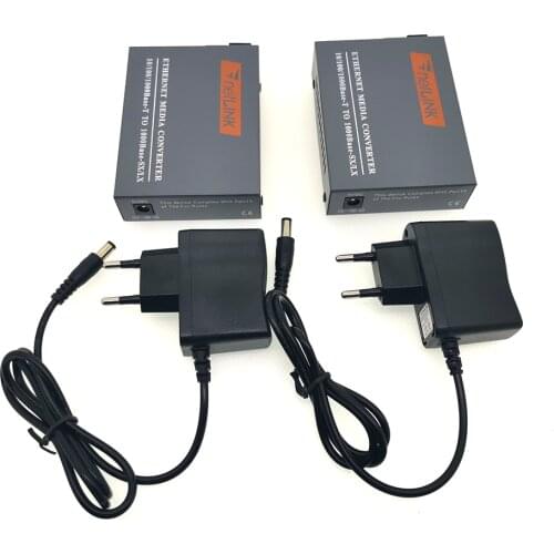 2 Pair HTB-GS-03 A/B Gigabit Fiber Optical Media Converter 1000Mbps Single Mode Single Fiber SC Port 20KM External Power Supply