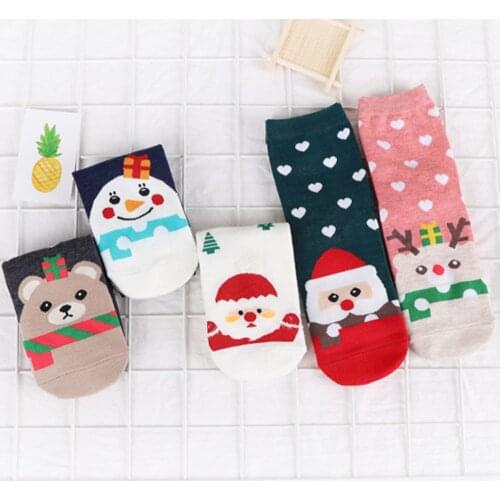 2019 New Design Christmas Santa Claus Socks Women Cotton Short Elk Winter Socks Cartoon Deer Snow Man Cute Socks New Year Gift