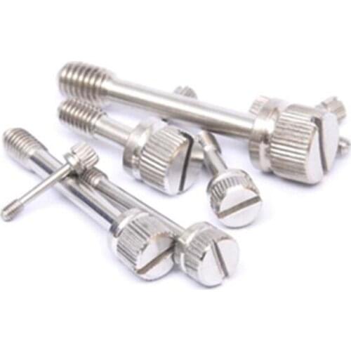 3pcs M8 slotted cylindrical flat head knurled thumb screws anti-loosening screw nail corrosion-resistant 304 stainless steel